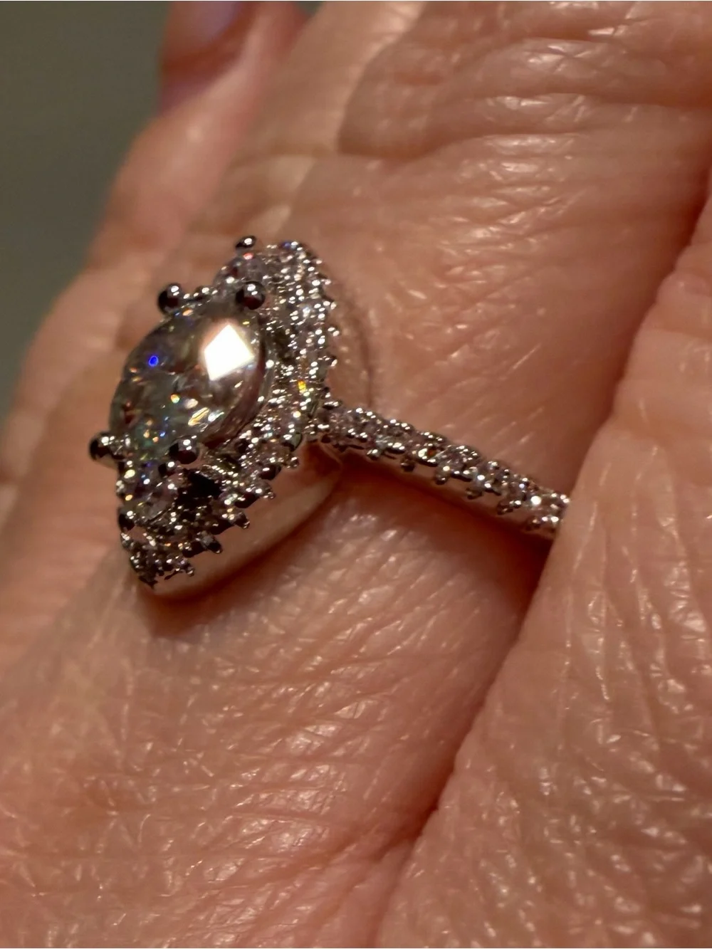 1.0CT GRA MOISSANITE MarquiseSolitaire Ring s925 sterling silver Size 6 or 9